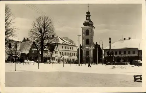 Ak Rokytnice v Orlických horách Rokitnitz im Adlergebirge Region Königgrätz, Platz, Winter