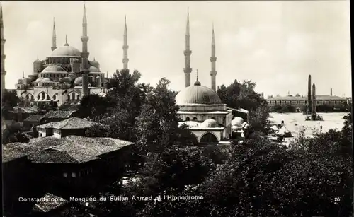 Ak Konstantinopel Istanbul Türkei, Mosquée du Sultan Ahmed et l'Hippodrome