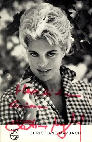 Ak Sängerin Christiane Maybach, Portrait, Hoppla, aufs Sofa, Philips Schallplatten, Autogramm