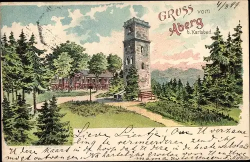 Litho Doubí Aich Karlovy Vary Karlsbad Stadt, Aberg, Aussichtsturm