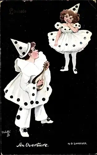 Künstler Ak Sandfortd H. D., An Overture, Harlekin, Pierrot, Pierrette