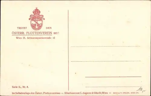 Künstler Ak Kircher, Alex, Österreichisches Kriegsschiff, SMS Tegetthoff, Stapellauf 1912