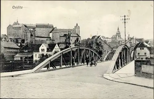 Ak Colditz in Sachsen, Muldenbrücke, Schloss, Stadtansicht