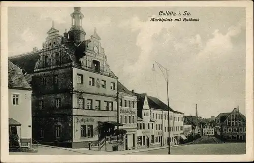 Ak Colditz in Sachsen, Marktplatz mit Rathaus, Ratskeller