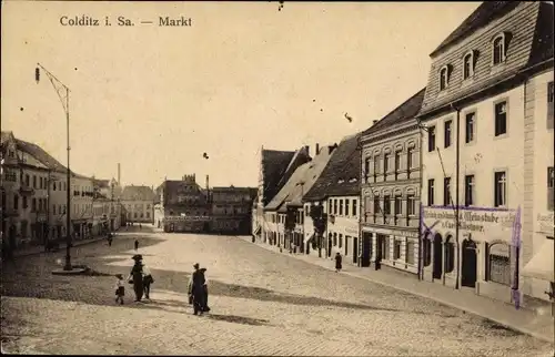 Ak Colditz in Sachsen, Marktplatz, Weinstube Carl Kästner