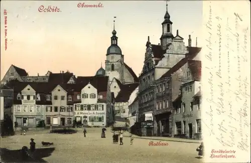 Ak Colditz in Sachsen, Obermarkt, Rathaus, Apotheke, Handlung S. A. Weise