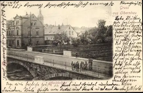 Ak Olbernhau im Erzgebirge, Marktbrücke