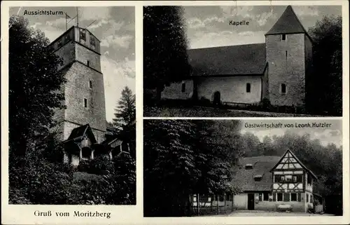 Ak Moritzberg Röthenbach an der Pegnitz, Aussichtsturm, Gastwirtschaft Leonh. Hutzler, Kapelle