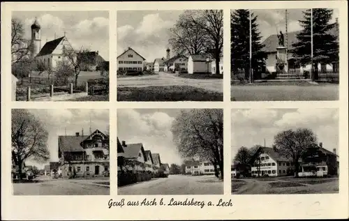 Ak Asch Landsberg am Lech in Oberbayern, Dorfpartien, Gasthof, Kirche