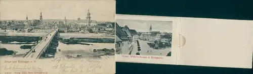 Leporello Ak Kitzingen in Mainfranken Bayern, Panorama, Kaiser Wilhelm Straße und Königsplatz