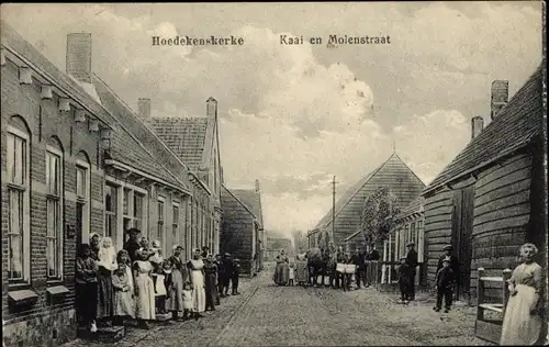 Ak Hoedekenskerke Zeeland, Kaai en Molenstraat