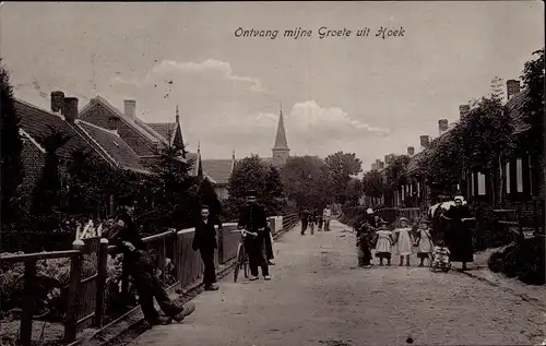 Ak Hoek Zeeland Niederlande, Straßenpartie, Anwohner