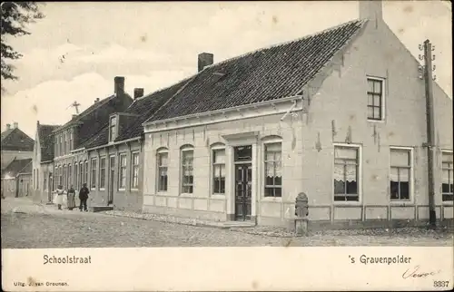 Ak 's Gravenpolder Zuid Beveland Zeeland, Schoolstraat