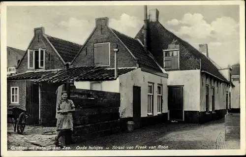 Ak Katwijk aan Zee Südholland Niederlande, Straat van Freek van Roon, Oude huisjes