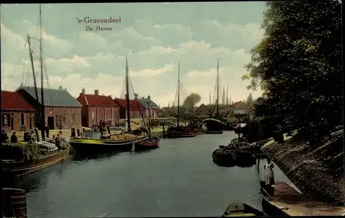 Ak 's Gravendeel Südholland, De Haven, Boote