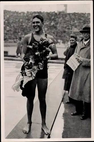 Sammelbild Olympia 1936, Rückenschwimmer Adolf Kiefer