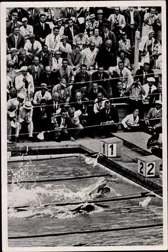 Sammelbild Olympia 1936, Freistilschwimmen, Jack Medica, Uto