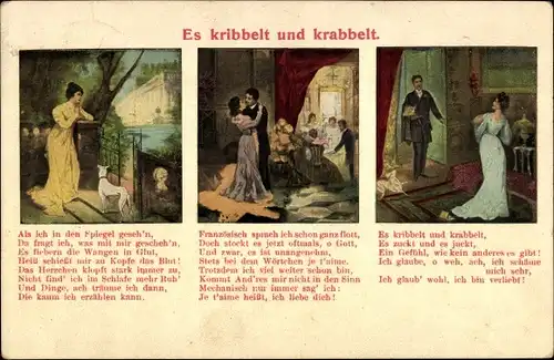 Gedicht Ak Es kribbelt und krabbelt, Liebespaar