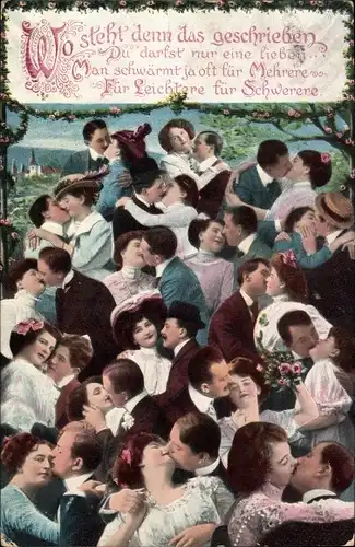 Ak Wo steht denn geschrieben Du darfst nur eine lieben, Liebespaare