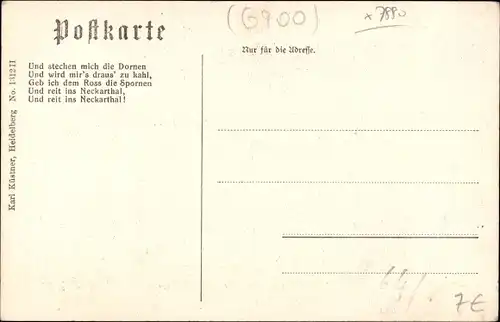 Lied Ak Heidelberg am Neckar, Lied des Trompeters von Säckingen, Stadtansicht