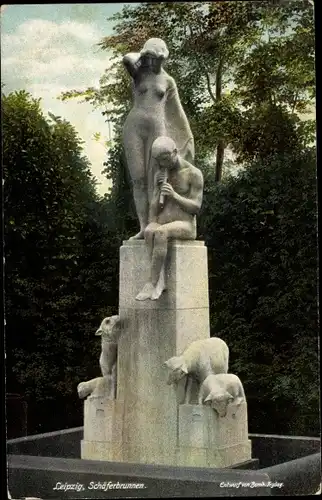 Ak Leipzig in Sachsen, Schäferbrunnen