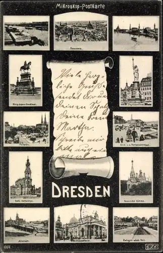 Ak Dresden Altstadt, Hofkirche, Postplatz, Kunstakademie, Zwinger, Denkmal