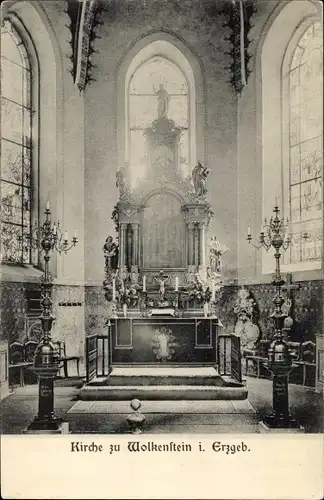 Ak Wolkenstein im Erzgebirge, Kirche, Innenansicht, Altar