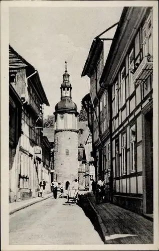 Ak Stolberg im Harz, Niedergasse mit Saigerturm