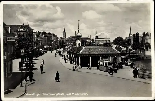 Ak Vlaardingen Südholland, Westhavenplaats met Vischmarkt