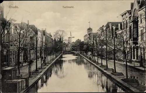 Ak Gouda Südholland Niederlande, Turfmarkt