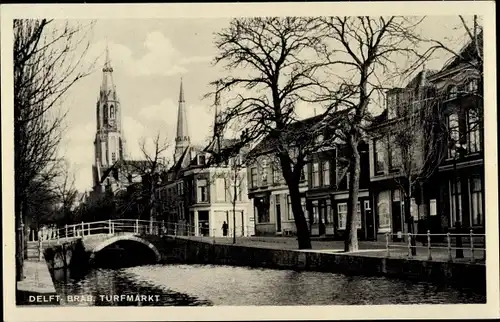 Ak Delft Südholland Niederlande, Brab. Turfmarkt