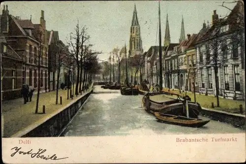 Ak Delft Südholland Niederlande, Brabantsche Turfmarkt