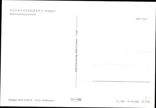 Ak Schwarzenberg im Erzgebirge Sachsen, Weihnachtspyramide, Winter