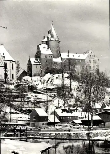 Ak Schwarzenberg im Erzgebirge Sachsen, Schloss, Winter