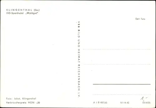 Ak Klingenthal im Vogtland Sachsen, HO Sporthotel Waldgut
