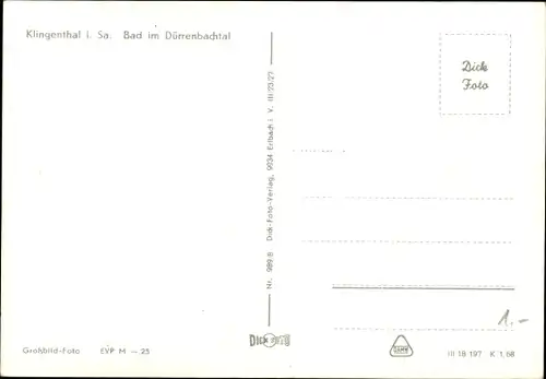 Ak Klingenthal im Vogtland Sachsen, Bad im Dürrenbachtal