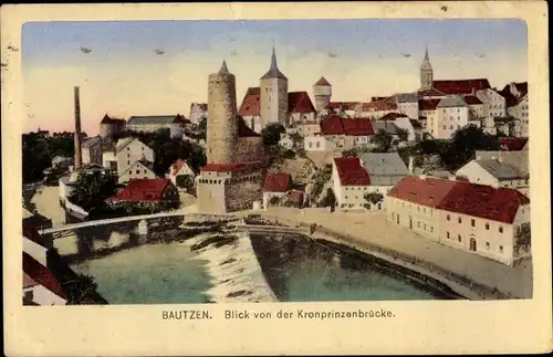 Ak Bautzen in der Oberlausitz, Blick von der Kronprinzenbrücke