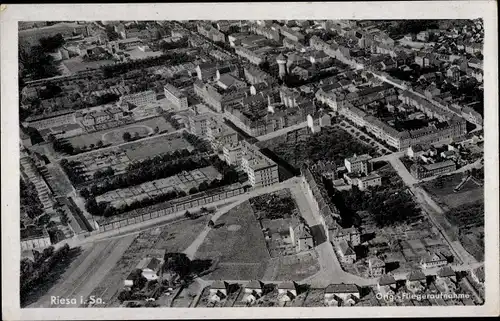 Ak Riesa an der Elbe Sachsen, Fliegeraufnahme