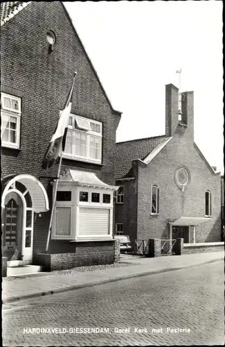 Ak Hardinxveld-Giessendam Südholland, Geref. Kerk met Pastorie