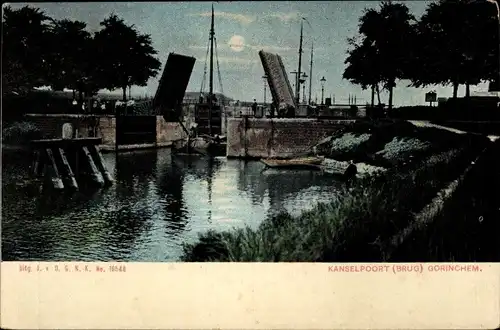 Ak Gerinchem Südholland, Kanselpoort, Brug, Schleuse