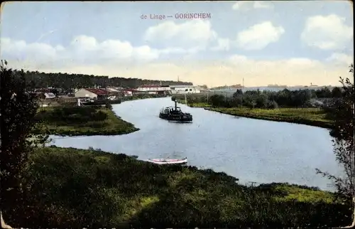 Ak Gorinchem Südholland Niederlande, de Linge, Dampfer