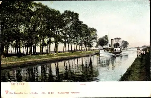 Ak Brielle Südholland, Haven, Dampfer