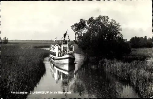 Ak Drimmelen Nordbrabant Niederlande, Rondvaartboot Zilvermeeuw in de Biesbosch