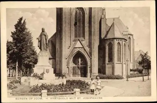 Ak Bergen op Zoom Nordbrabant Niederlande, Hartbeeld met St. Josephkerk