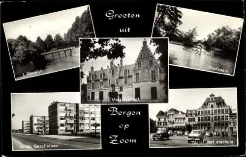 Ak Bergen op Zoom Nordbrabant Niederlande, Markiezenhofm, Stadhuis, Stadspark