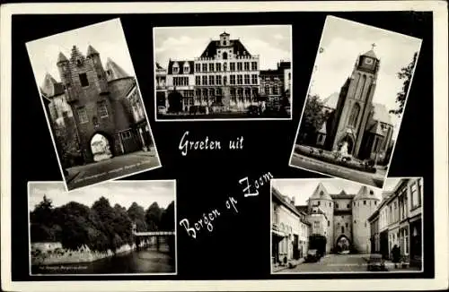 Ak Bergen op Zoom Nordbrabant Niederlande, Stadtansichten, Kirche, Tor