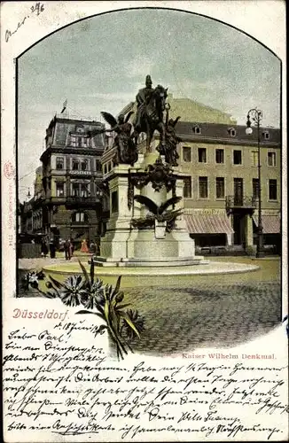 Ak Düsseldorf am Rhein, Kaiser Wilhelm Denkmal