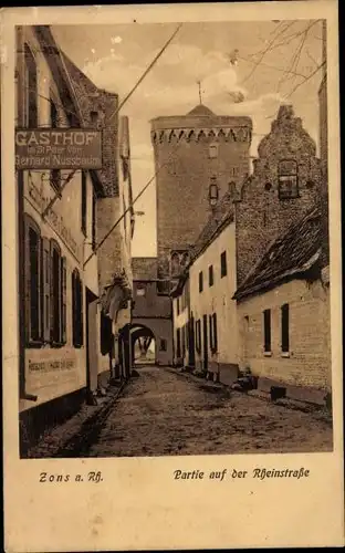 Ak Zons Dormagen am Niederrhein, Partie auf der Rheinstraße, Gasthof