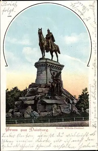 Ak Duisburg im Ruhrgebiet, Kaiser Wilhelm Denkmal