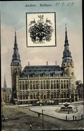 Ak Aachen in Nordrhein Westfalen, Rathaus, Wappen